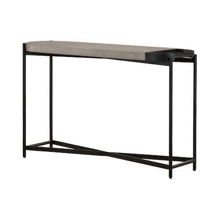 Armen Living Dua Concrete and Black Metal Modern Console Table LCDUCNBLCC
